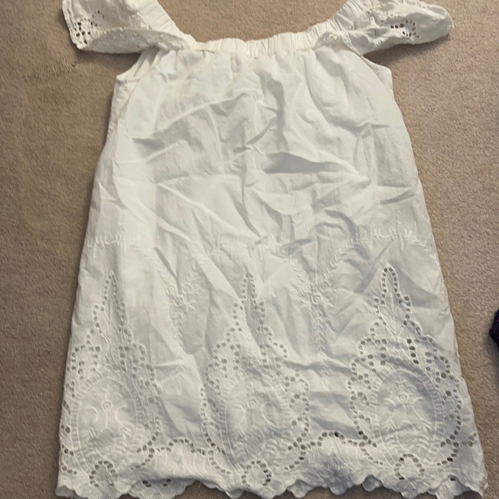 Off the shoulder white lace dress